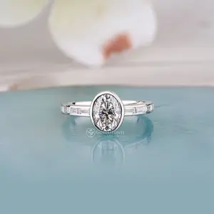 Bezel Set Oval Solitaire Engagement Ring
