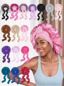 Adjustable Satin Sleep Cap with Tie Headband, Unisex Comfortable Night Rest, Lightweight Breathable Fabric, Soft Sleeping Headwear