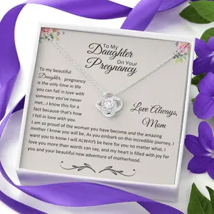 Pregnancy Gift For Daughter, Necklace With Message Card And Gift Box, Baby Shower Present To Daughter, Push Present, Sentimental Gift, Necklace With Message Card and Box, Gift for Birthday