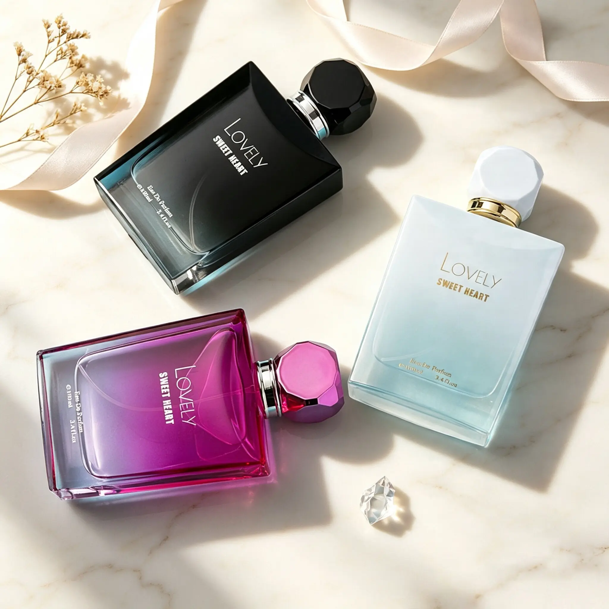 Sweet Heart Series Unisex Fragrance, Elegant Sweet Daily-Wear Perfume, Gradient Matte Glass Bottle, Ideal Lover & Holiday Gift, Skin-Safe