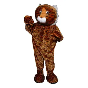 Tiger Mascot Costume Dress for Adults | Full Body Plush Jumpsuit, Head Mask, Mitts & Foot Covers – One Size Fits Most – For Cosplay Halloween, School & Birthday Events