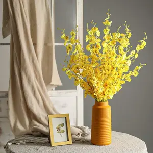 10-Pack Yellow Dancing Orchids - 38.5 Inch Long Silk-Like Stems, Ideal for Elegant Floral Arrangements & Modern Home Decor