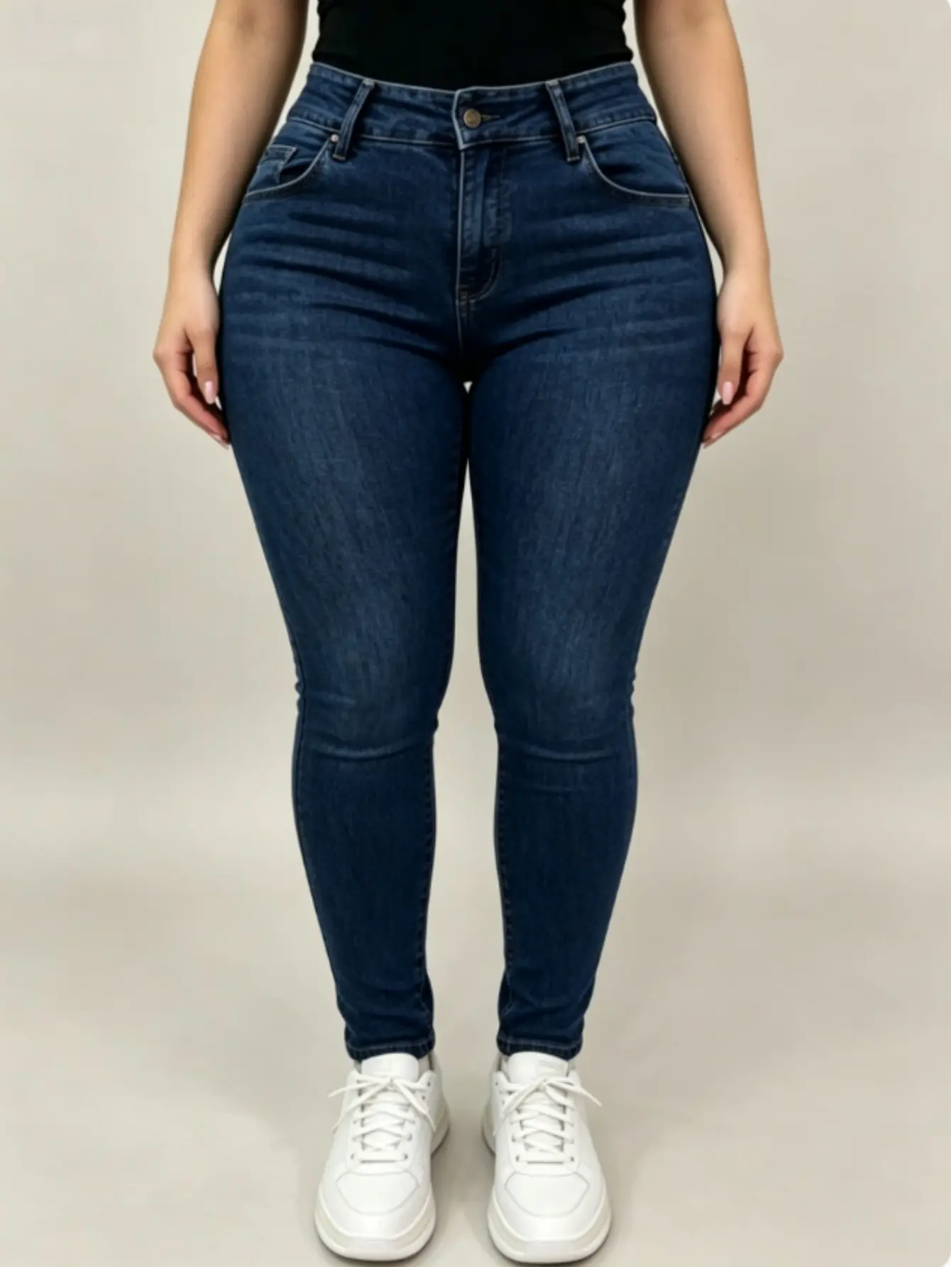 [Plus Size] Women's High Waisted Stretchy Skinny Denim Jeans Pants, Slim Fitted Fashion Streetwear Bootcut Jeans, Casual Daily Wear, Party Commute, All Seasons WH54 BBL