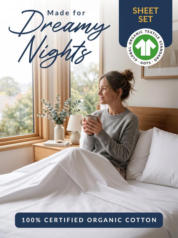 Lane Linen 100% Organic Cotton Percale Bedding Set - 15" Deep-Fit Hold Deep-Pocket Fitted Sheet, Durable, Reuse-Bag Eco Pack, Breathable Hotel Quality Sheets, Low-Tox, Twin XL/California King Dorm Essentials, Home Decor