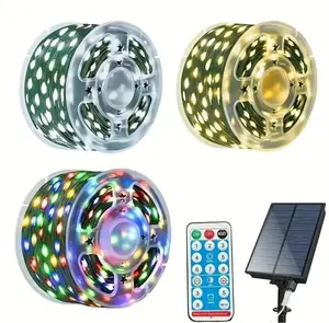 300 LED Solar String Lights, Multi-Color, Dark Green Cord, 8 Modes, Smart Sensor Auto On/Off, IPX4 Water Resistance Rating, Perfect for Valentine's Day, Easter, Christmas, Patios, Gardens, and All Holidays