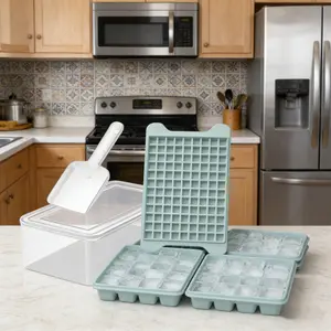 Mini Ice Cube Tray for Freezer, Nugget Ice Tray with Storage Bin, Makes 4×108 PCS Small Ice Cubes, Easy Release Crushed Ice Maker Tray for Drinks & Cocktails