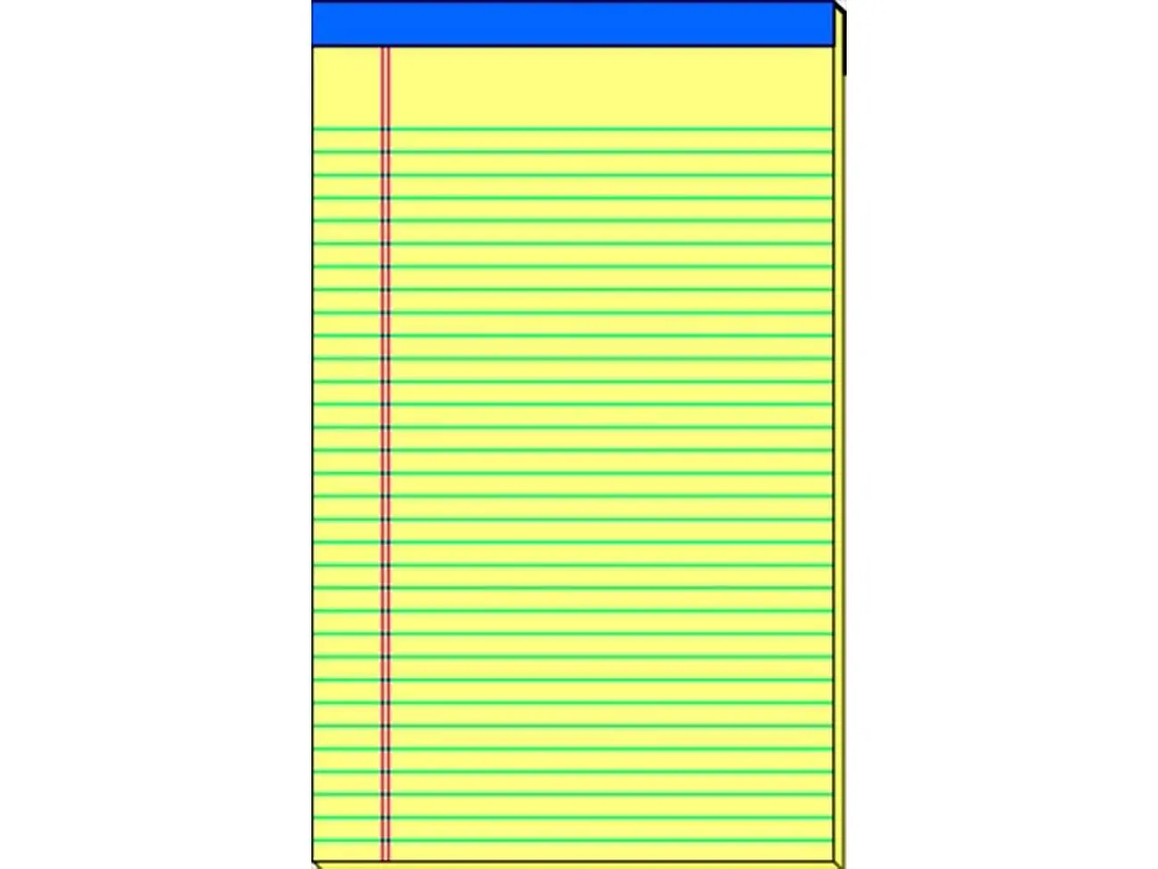 School Smart 027439 Traditional Ruled Perforated Stapled Writing Pads - 5x8 in, 15 lb Sulphite Bond Paper, 0.38 in Ruling, 50 Sheets, Printed Headstrip, Canary, Non-Customized, Pack of 12, 5 X 8 In