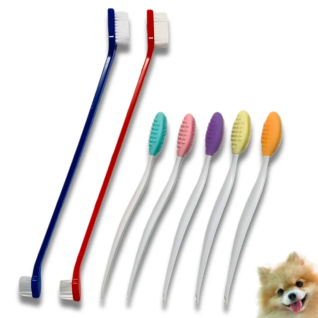 Otterly Pets 7-Pack Toothbrushes for Dogs & Cats - 5 Small Silicone Heads & 2 Large Brush Heads Multi-Pack for Gentle Cleaning and Versatile Use