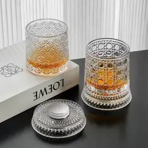 Rotating Crystal Whiskey Glass - 260ml Spinning Tumbler with LED Light Base, Clear Glass for Home Bar, Cocktails & Gifts Classic father’s day gift