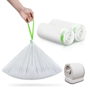 80 Pack Cat Litter Bags, Fit For Meo Want Self-cleaning Cat Litter Box MW-SC01/MW-SC01-Y/MW-LR01, 1.5 Mil Thick Drawstring Heavy Duty Cats Litters Box Robots Bags Liners 18" x 12.6"