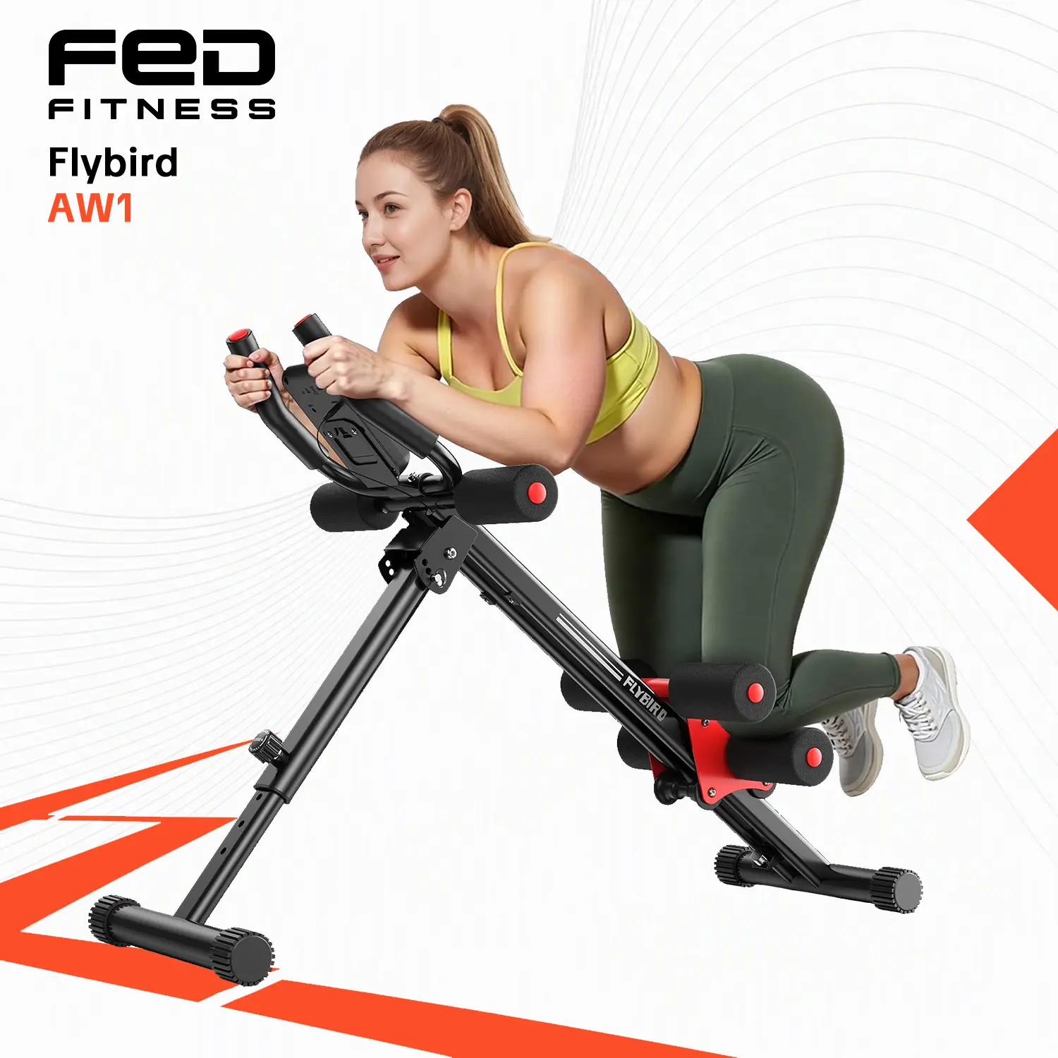 FLYBIRD Series AW1 Unisex Fitness Ab Machine - Adjustable Multifunctional Core Training Equipment with LCD Workout Data & Bottom-Up Move, Foldable At-Home Workout Gear for Beginners, Body Shaping