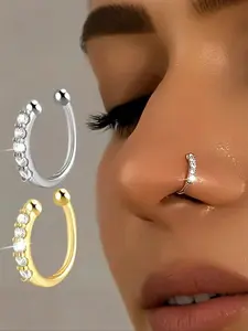 Bohemian Style Sexy Fake Nose Ring, Nose Piercing Jewelry, Fashion Hip Hop Accessory, Unisex Jewelry, Silver Color, Sliver Plated Gold Setting Material