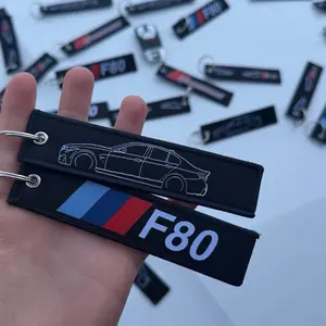 M3 F80 Keychain with Embroidered Car Logo and M Colors for BMW Enthusiasts