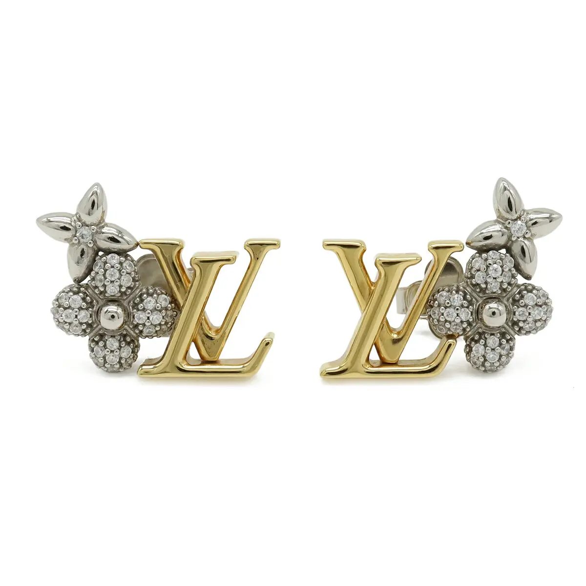 Pre-owned Louis Vuitton Gold-plated Small Leather Goods LV Gram Earrings