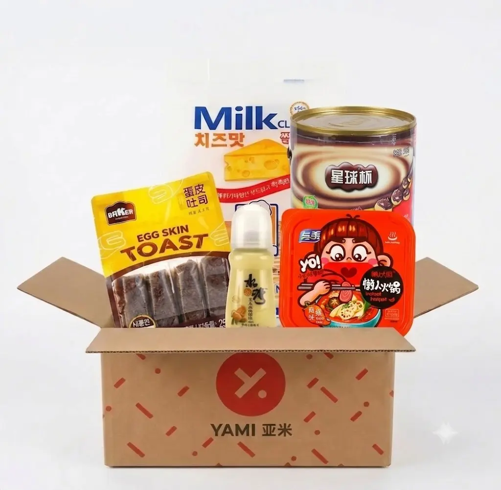 Korean Snack Box - Milk Rice Crackers, Egg Crepe Toast, Planet Cup Drink, Yogurt, Self-Heating Hot Pot - 5pc Assorted Pack