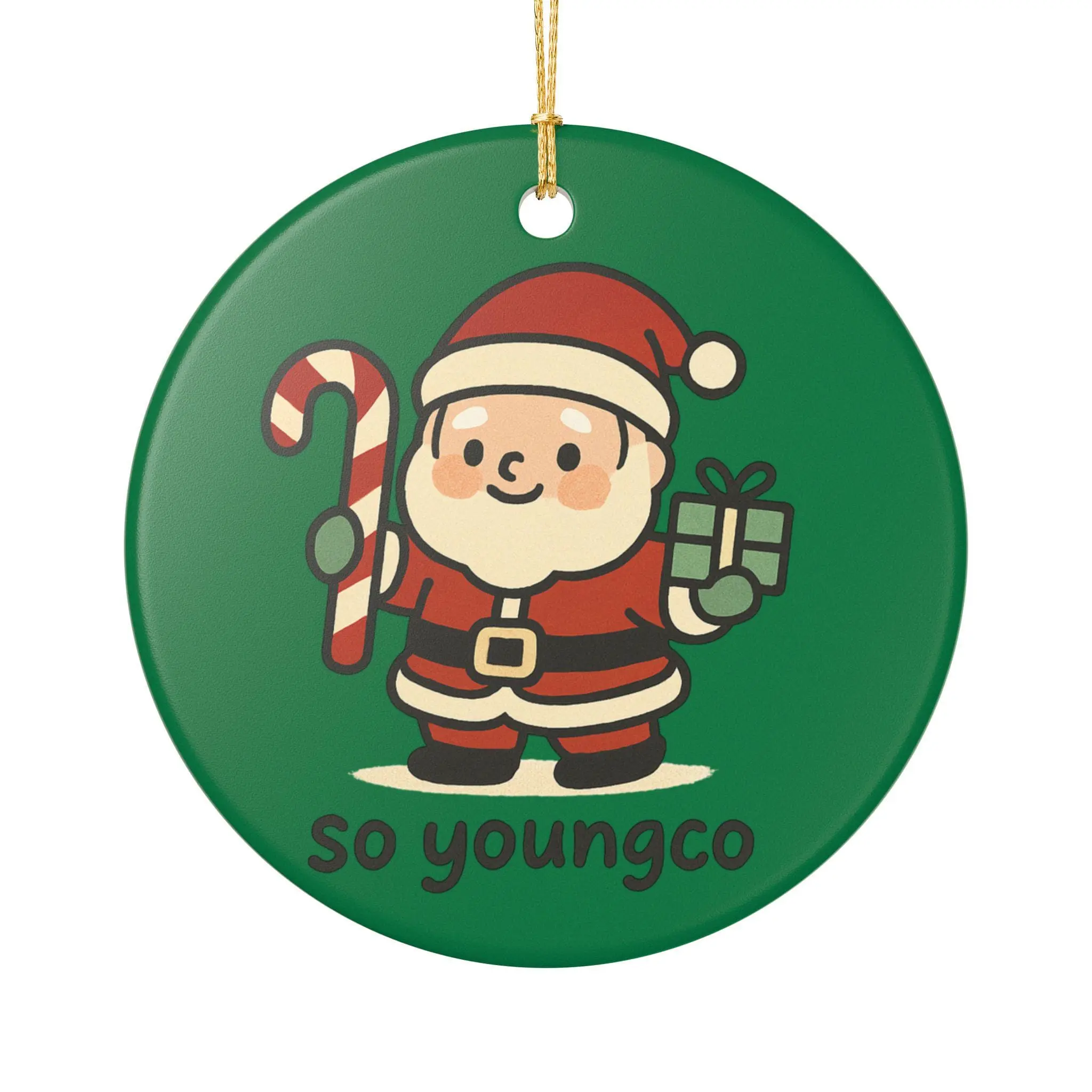 Santa Claus Illustration Ceramic Ornament | Christmas Holiday Decoration