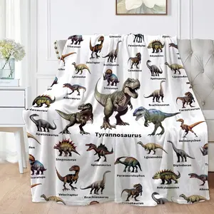 Fluffy Dinosaur Print Blanket - 1 Count Soft Warm Throw, Home Office Bedding Supply, Room Decor Accessory, Fluffy Blanket