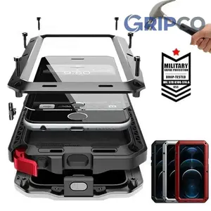Military Grade Metal Case for iPhone 17 Air 16 15 14 Pro Max - IP54 Waterproof Heavy Duty Armor with Built-in Gorilla Glass Screen Protector, Full Body Shockproof Rugged Cover