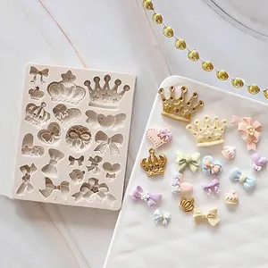 Crown Chocolate Mold with Cute Bow Tie Design, Silicone Molds for DIY Cake Decoration and Baking Tools, Bakeware, Home Kitchen Essentials