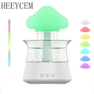 1pcs Color Humidifier Water Drops, Cloud Rain Humidifier, Mushroom Raindrop Humidifier 7 Color Changing Light Diffuser, Desk Fountain Bedside Sleep Relaxation Mood Water Drop Sound Suitable for Bedroom and Large Room Desk