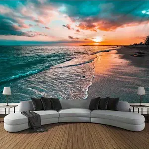 1pc Ocean Beach Tapestry, Polyester Tapestry, Wall Hanging for Living Room Bedroom Office, Home Decor Room Decor Party Decor, with Free Installation Package