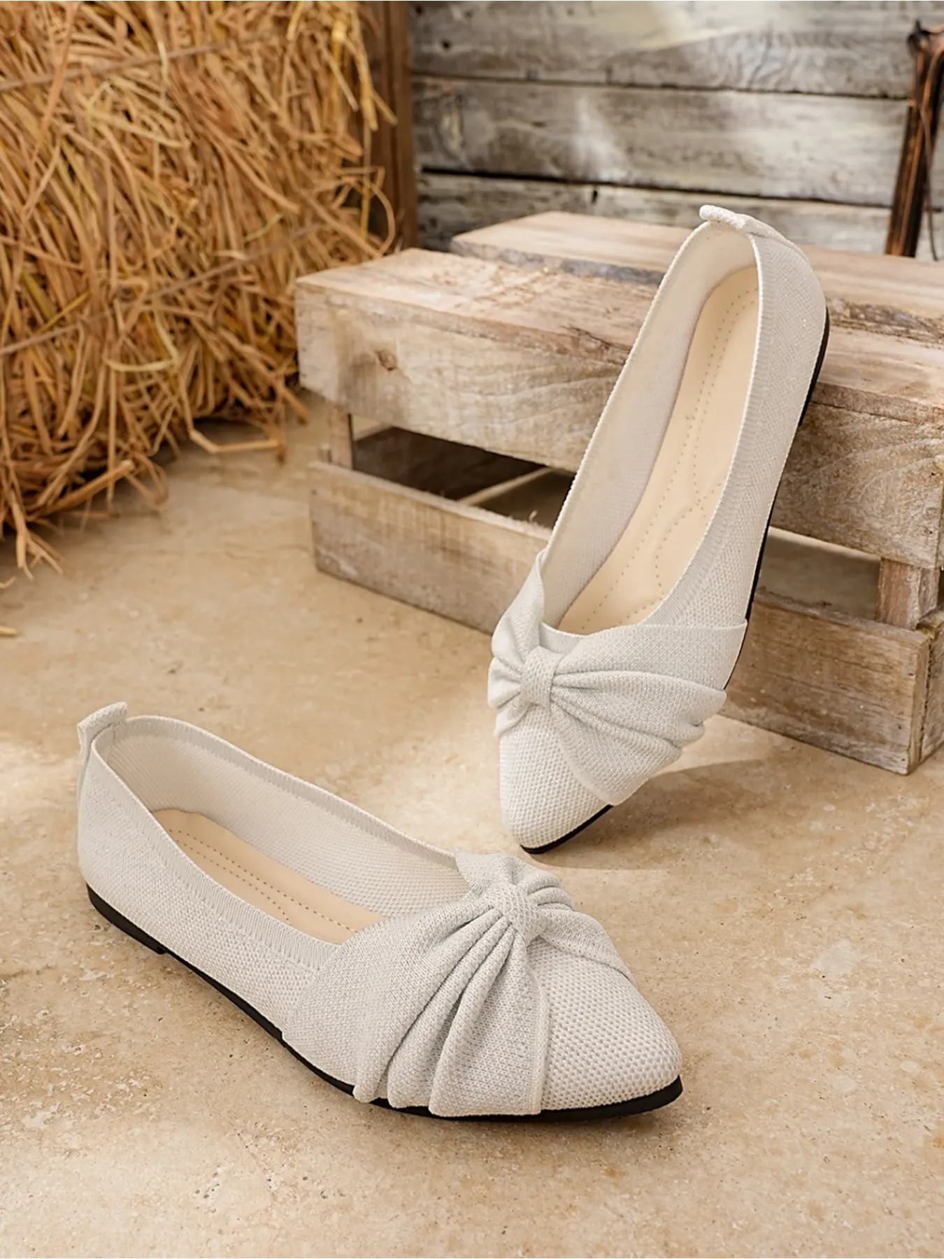 [Sweet Bow Pointed-Toe Flats] Women Slip-On Shoes Bow Detail  Stylish for Work, Date, Wedding & Daily Wear  Soft Sole, Comfortable & Foot-Flattering  Available in White, Navy, Caramel, Black Ballerina Flats Shoes Ballet Flats Soft Soled Shoes