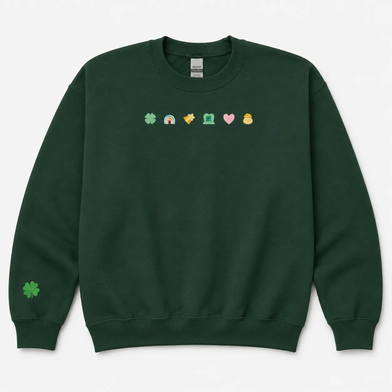 Embroidered Lucky Charm Hoodie, Custom St Patrick’s Day Shamrock Rainbow, Lucky Irish for Her, Irish Holiday Embroidery Gift Idea