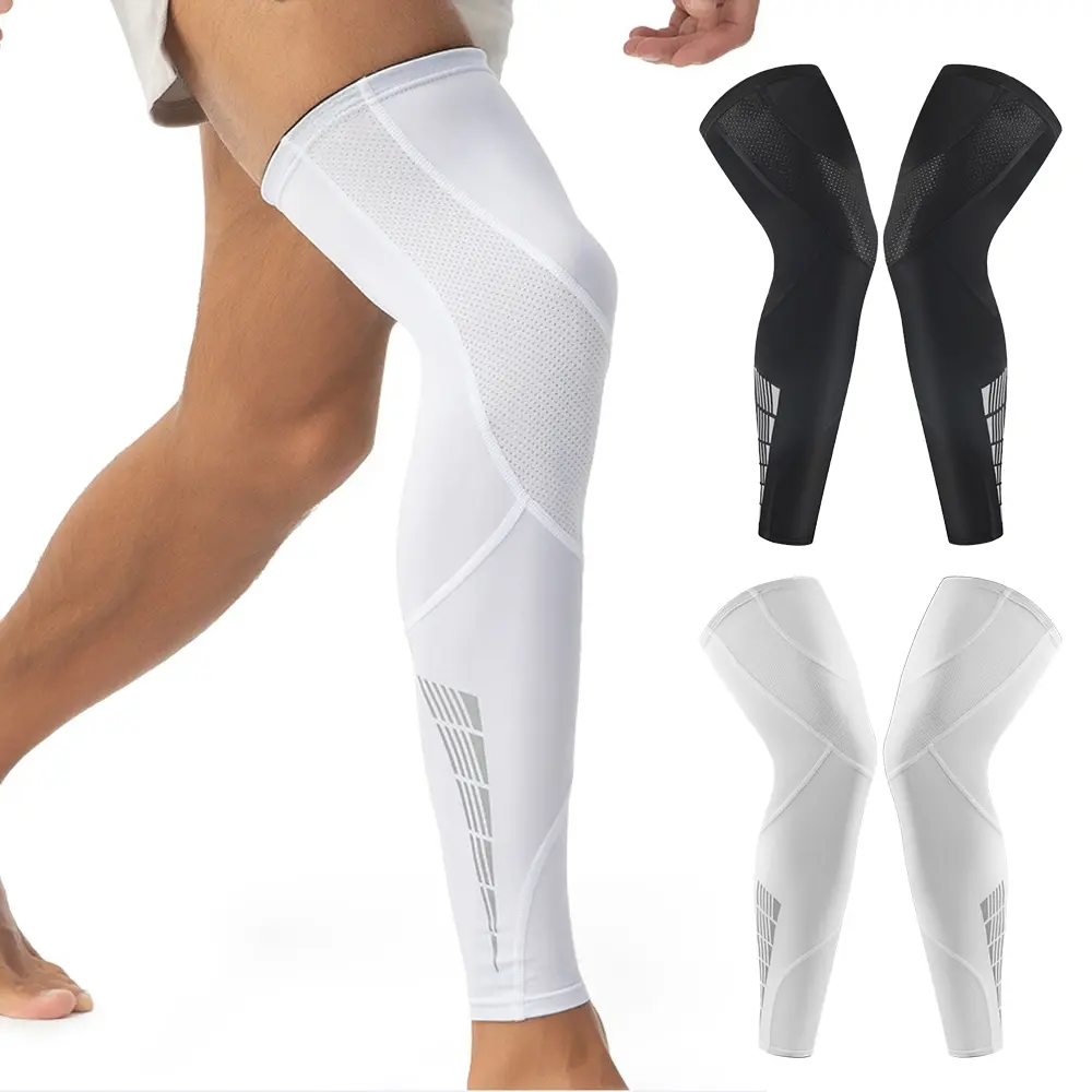 1 Pair Sports Compression Leg Sleeves, Full Leg Compression Sleeve for Men & Women, Knee Compression Sleeve