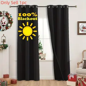 100% Blackout Insulated Curtains with Coated Lining, Blackout Window Cover, Ideal for Living Room Bedroom Kitchen Home Decor, Minimalist Style, 1pc, Thermal Insulated Curtain