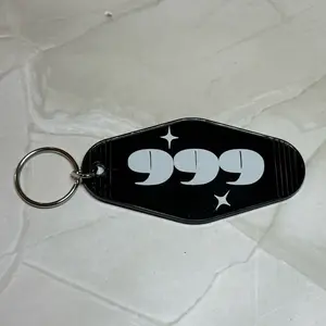 999 Angel Number Plastic & Vinyl black motel style keychain