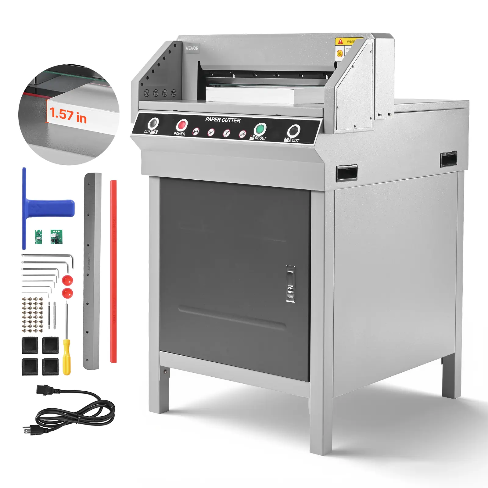 【summerfinds】VEVOR Electric Paper Cutter - Heavy Duty Metal Guillotine Trimmer, 17.72in Width, 1.57in Thickness, Infrared Sensors, Spare Blade, Emergency Stop Button, Large & Thick Cutting, Bulk Cut for Menus, Books