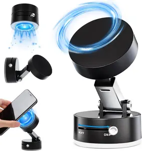 Vacuum Magnetic Phone Holder -Suction Cup Car Phone Mount, Double-Sided Magnetic Cell Phone Holder for All Smooth Surfaces, Black Smartphone Cellphone