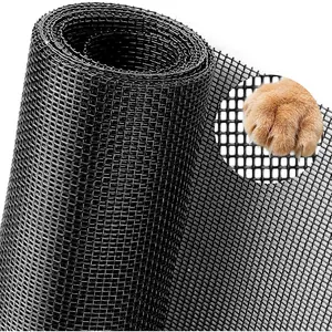 48"x100" Adjustable Thickened Pet Proof Window Screen Replacement, Charcoal Fiberglass Mesh Net for Dog Cat, Suitable for Patio Porch Sliding Door