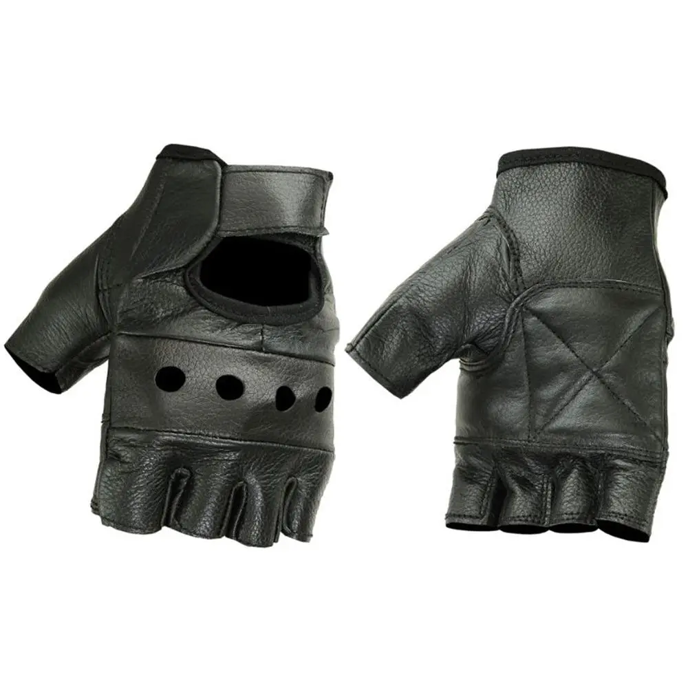 DANIEL SMART Road Reaper Men's Cowhide Leather Motorcycle Fingerless Gloves - Adult, Durable Tough Edge, Enhanced Control Grip, Improves Breathability