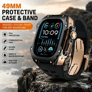 Luxury Stainless Steel Armor Band for 49MM Watch Ultra, Full Protective Case Strap for Fitness Travel Business Style