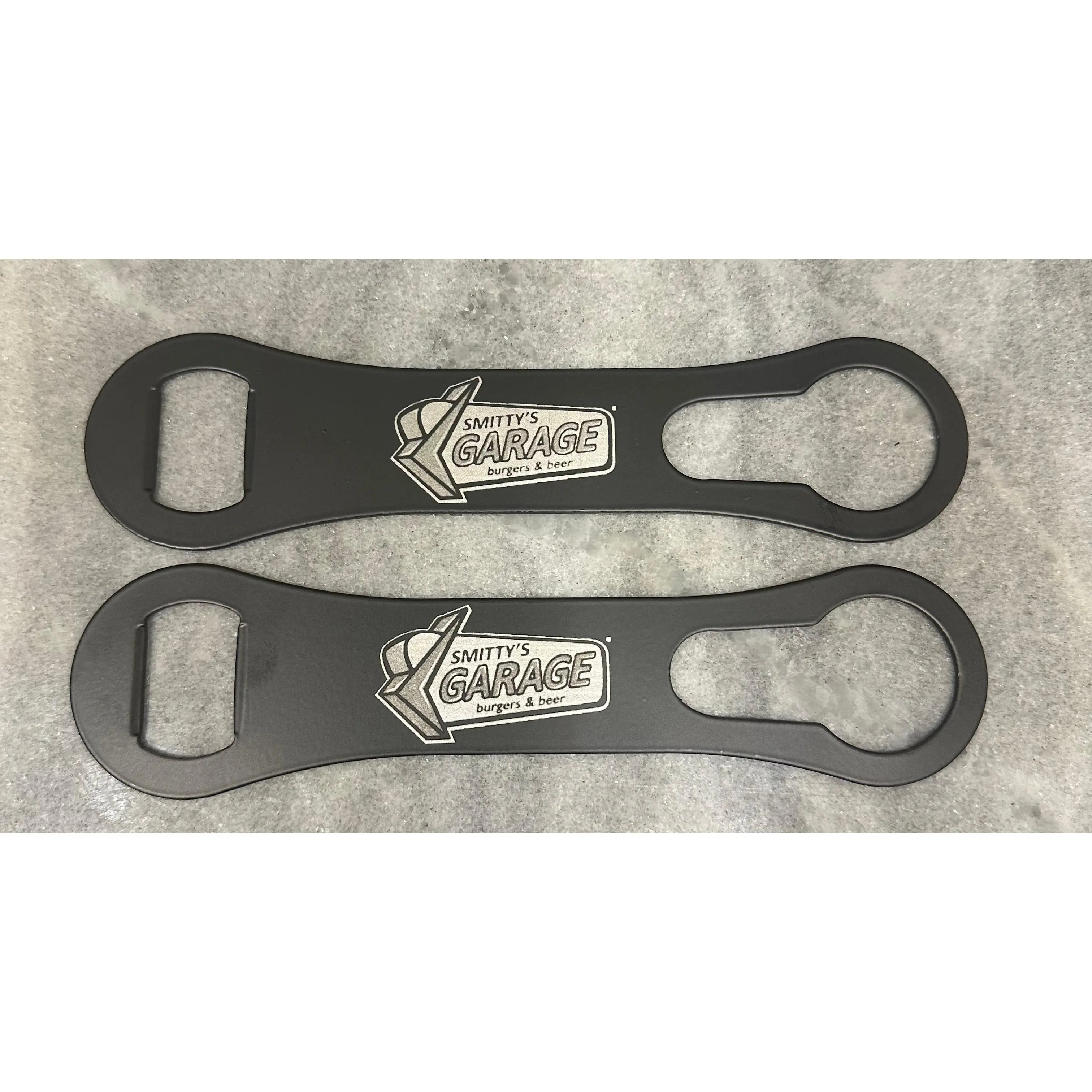 Black metal bar keys laser engraved
