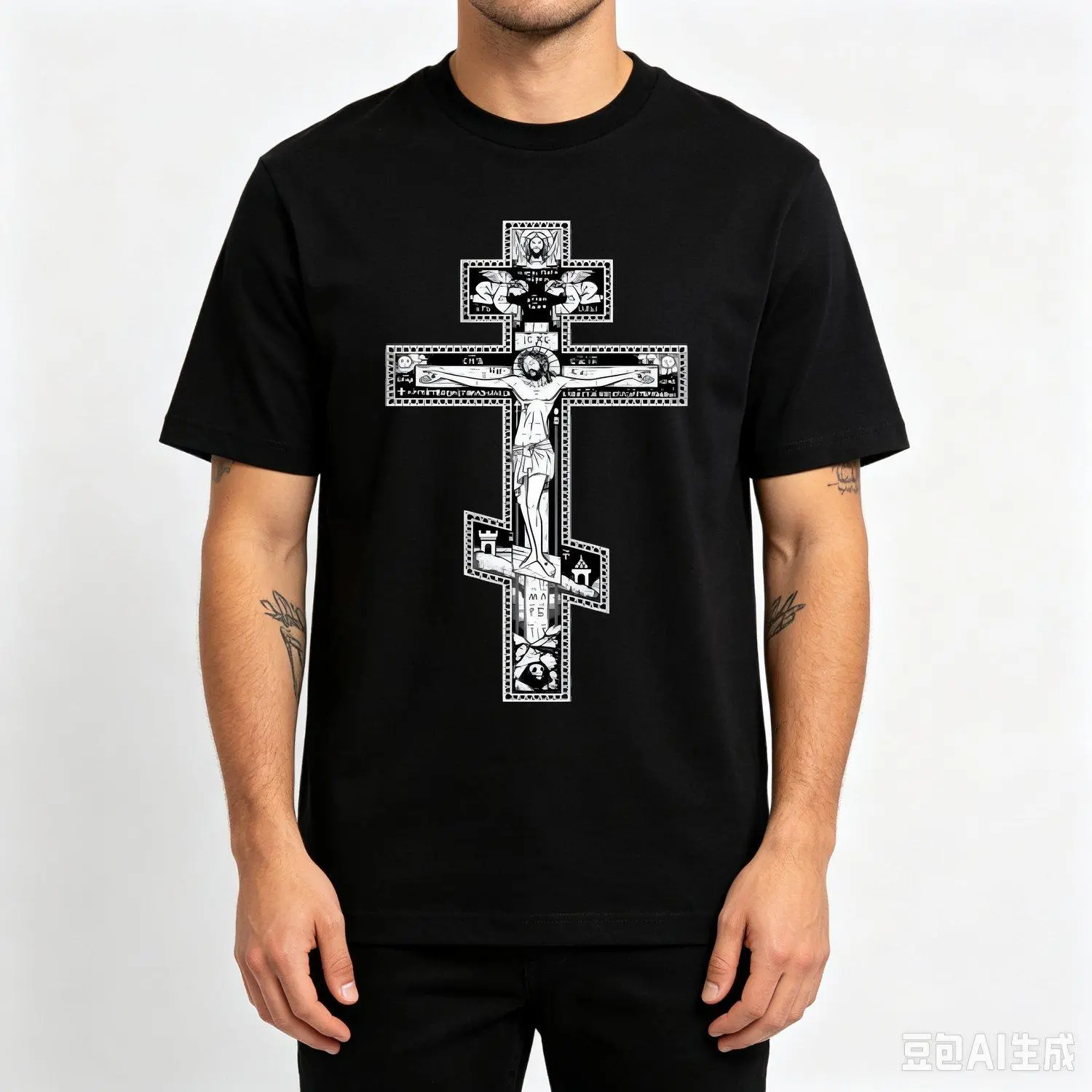 Men's Short Sleeve T Shirts Orthodox Cross Graphic Tee Traditional Faith Meets Modern Style Religious Symbol Vintage Inspired Casual Top