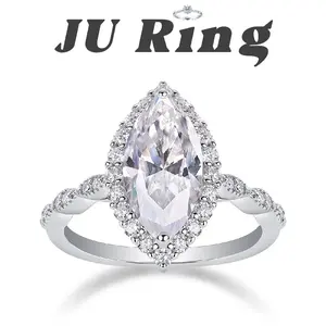 #11 C1  (Marquise Cut Halo) 7*14mm 3 ct S925 Sterling Silver Lab-Grown Moissanite Main Ring Gifts for Women Stacks Engagement Wedding Rings Bridal Rings