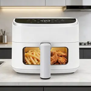 4 Qt 8-in-1 Digital Air Fryer with Visible Window, Nonstick Basket, 1500W, White