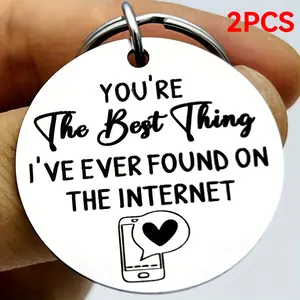 2pcs Funny Keychain Boyfriend Girlfriend Valentines Day Gifts for Men Anniversary Romantic Valentine's Day Key Ring for Her Him Girlfriend Birthday Internet Online Dating Gifts for Couples Christmas Valentines Day Gifts for Husband Wife Best Friends
