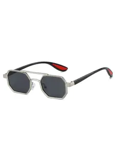 New Polygon Large Frame Fashion Sunglasses, Trendy Metal Frame Spliced Leg Design, Unique High-End Style Eyewear for Men and Women, All Seasons