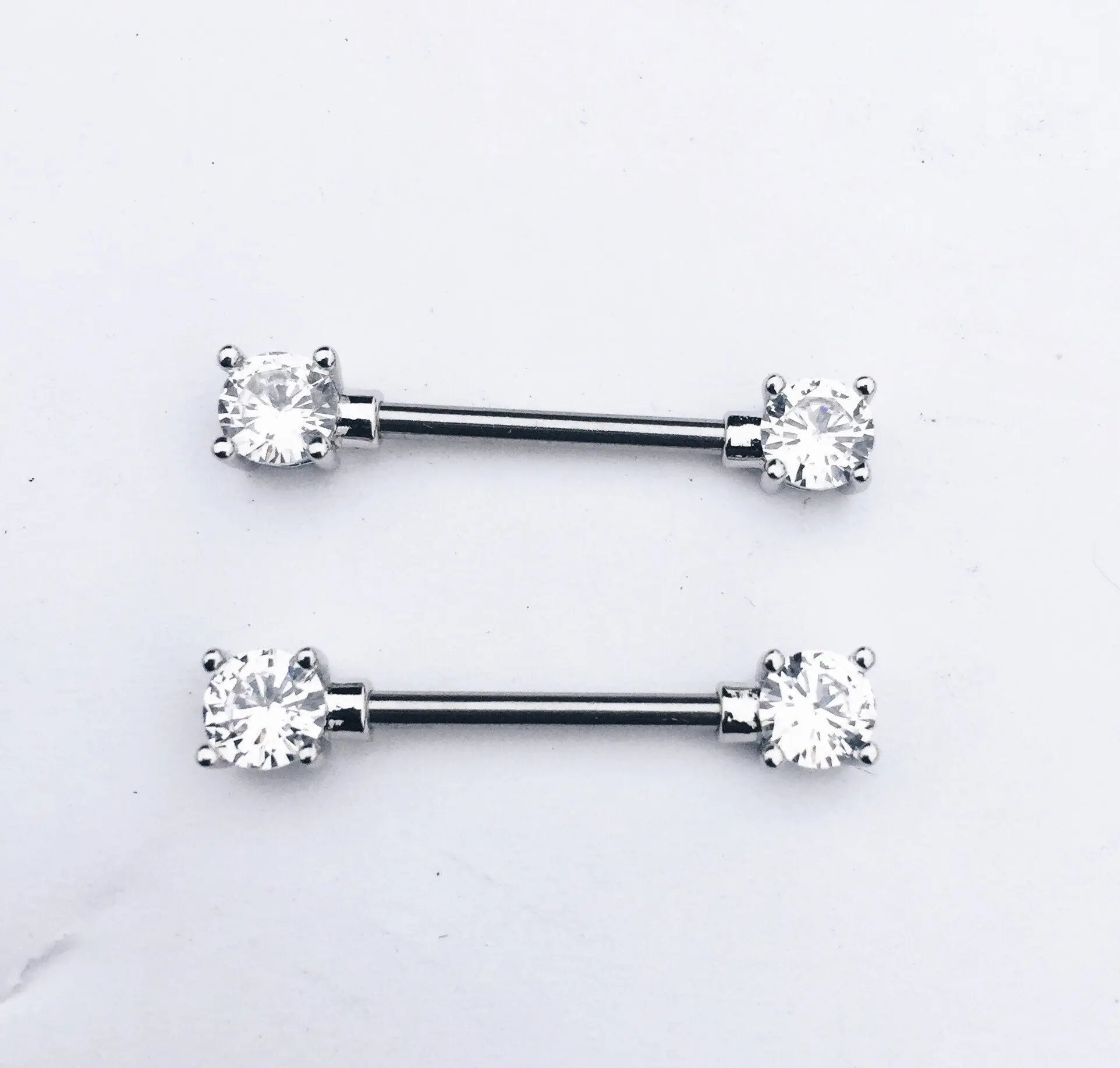14g Rose gold nipple ring, 5mm clear gem nipple jewelry, nipple shield piercing body jewelry 14g  (2 pieces
