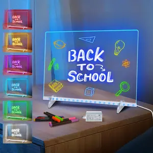 GMOX LED Note Board with Colors, Includes Adapter, 13"x10" Led Drawing Board for Kids, Light Up Dry Erase Boards with 7 Markers, Soft Cloth, Hanging Chain, Holiday Trend Gift