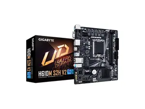 GIGABYTE H610M S2H V2 Motherboard, Supports 14th/13th/12th Gen Intel Core Processors (LGA 1700), mATX, DDR5, 1x M.2, PCIe 4.0, USB-C, HDMI, 2x DisplayPort, D-Sub, 1GbE LAN