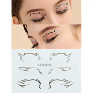 1 Pc 3D Silver Foil Hot-Stamped Jelly Sticker for Eyes and Face Henna Designs Eyelash Tattoo