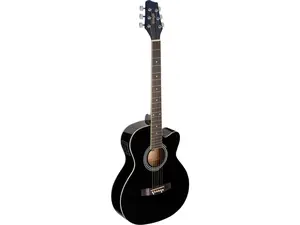 212 MAIN Stagg 22552 Auditorium Cutaway Acoustic-Electric Guitar, Basswood Top, Black