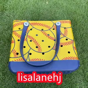 38x32x13cm EVA beach bag Storage bag Handbag Yellow swimming bag Hollow shopping basket Outdoor camping bag Pet bag washable environmentally friendly storage bag