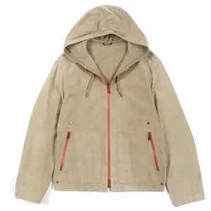 Pre-owned HERMÈS Others Small Leather Goods HERMES Reindeer Leather Zip Up Hoodie Jacket