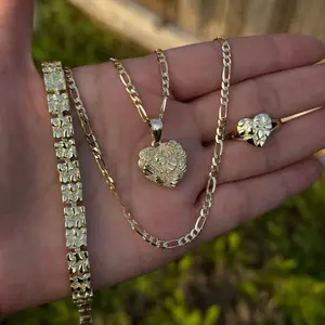 Heart Nugget Gold Plated Set 3pcs- necklace, bracelet and ring