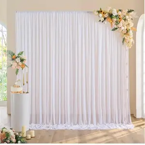 Solid Color Wedding Party Backdrop, 2 Counts/set Transparent Curtain Set, Versatile Photo Background, Perfect for Bridal Party, Baptism, Birthday, Banners, Party Decoration Supplies